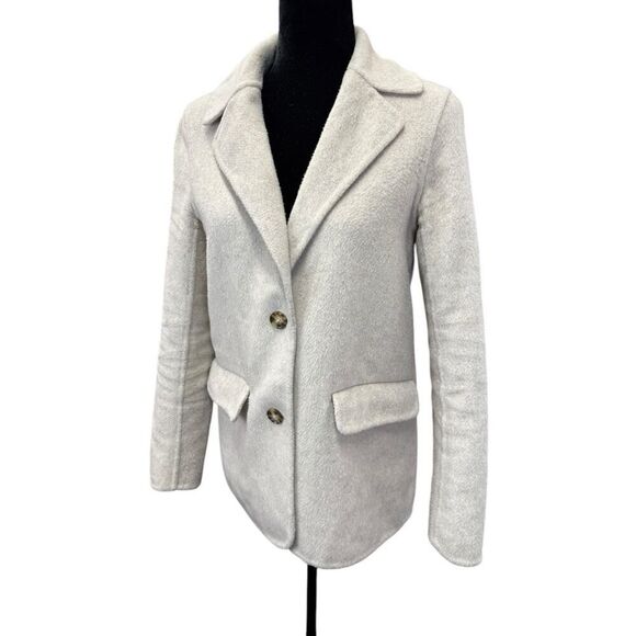 Abercrombie & Fitch Wool-Blend Blazer Coat Beige Small Button Front Jacket - Picture 5 of 14